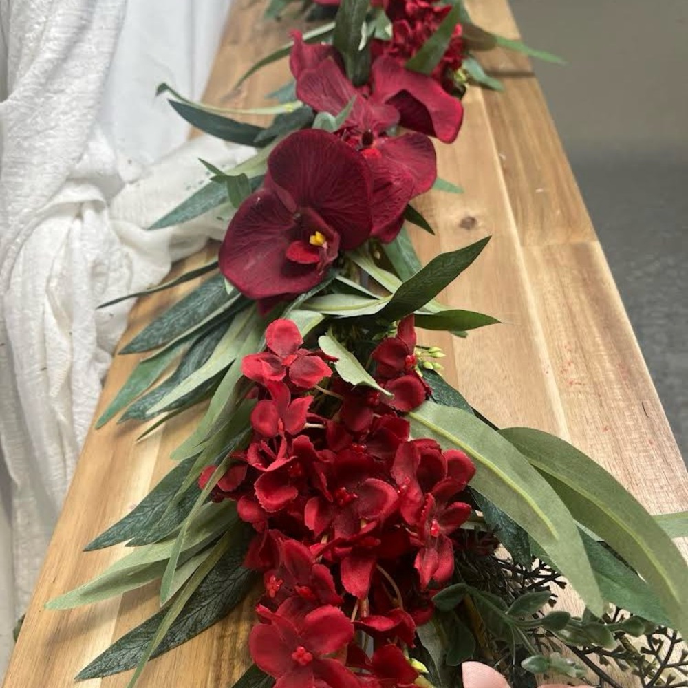 20 Burgundy, red and sage flower garlands